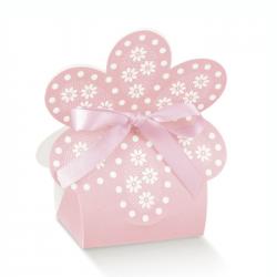Scatolina portaconfetti fiore rosa con nastrino 1